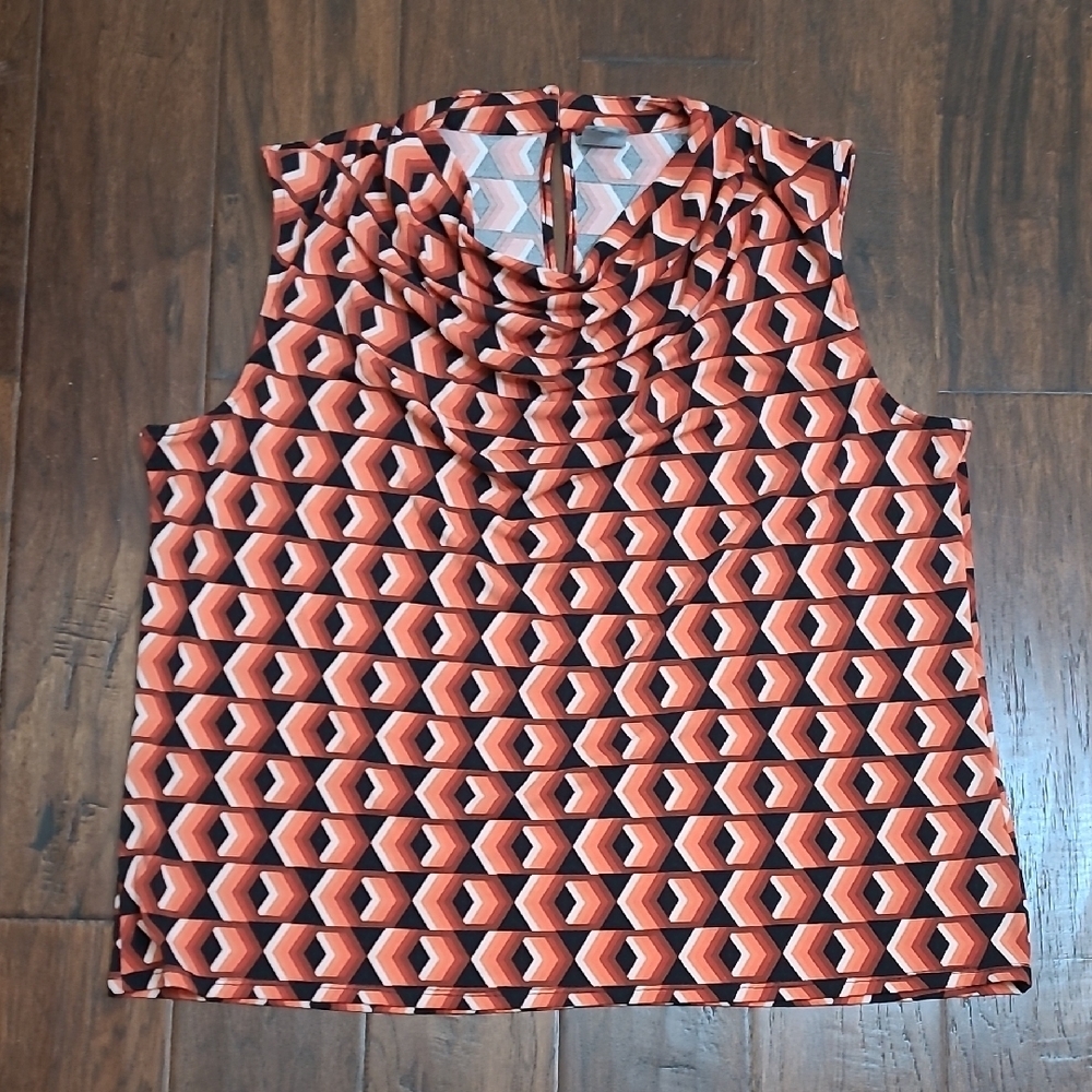 Worthington Dark Colorful Geometric Sleeveless Blouse size XXL
